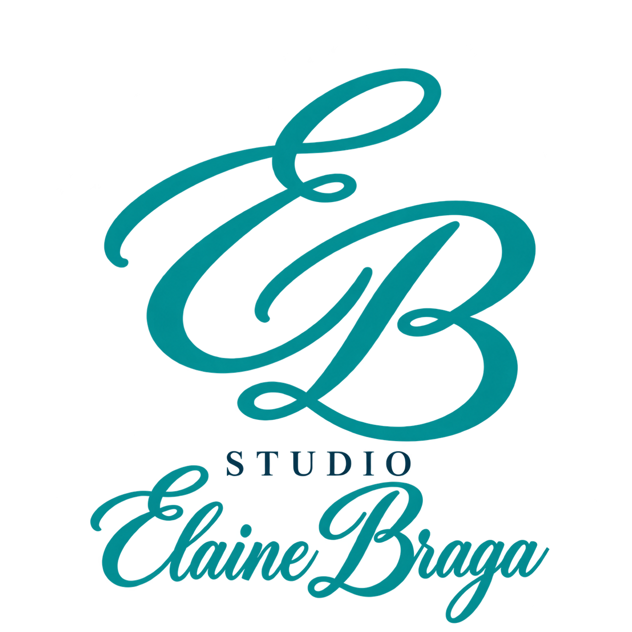 Logo do Studio Elaine Braga, com monograma EB e assinatura original